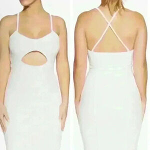 Naked Wardrobe The NW Hourglass Cutout Maxi Dress Sz Small- White
